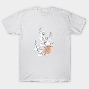 One Line Leaves Botanical Abstract T-Shirt